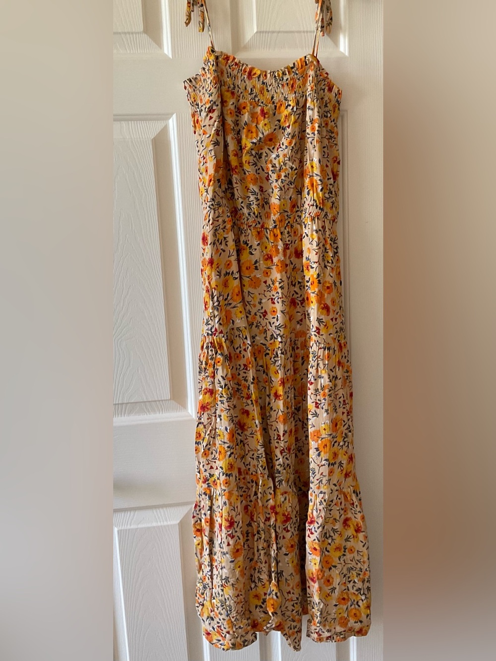 Lost + Wander Yellow Floral Tiered Maxi Dress
